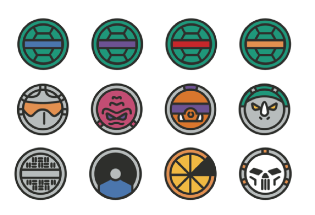 Minimalist Teenage Mutant Ninja Turtles icons